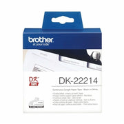 Continuous Thermal Paper Tape Brother DK-22214 12 x 30,48 mm Black Black/White White