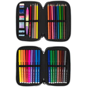 Double Pencil Case Milan Sunset Black Pink 34 Pieces 19,5 x 13 x 5 cm
