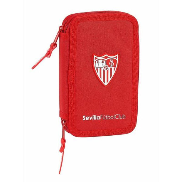 Double Pencil Case Sevilla Fútbol Club M854 Red 12.5 x 19.5 x 4 cm (28 Pieces)