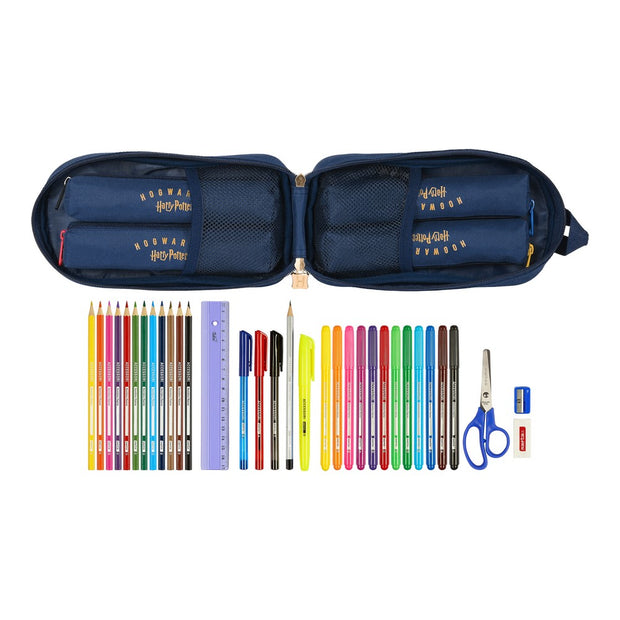 Backpack Pencil Case Harry Potter Magical Brown Navy Blue (12 x 23 x 5 cm) (33 Pieces)