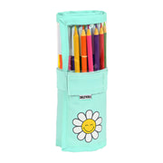 School Case with Accessories Smiley Summer fun Roll-up Turquoise (27 Pieces)
