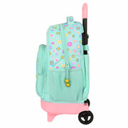 School Rucksack with Wheels Smiley Summer fun Turquoise 33 X 45 X 22 cm