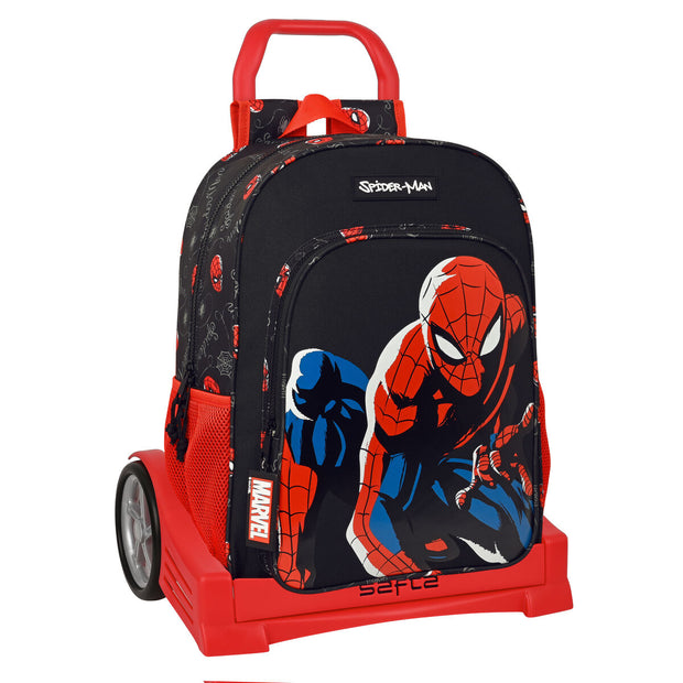 School Rucksack with Wheels Spider-Man Hero Black 33 x 42 x 14 cm