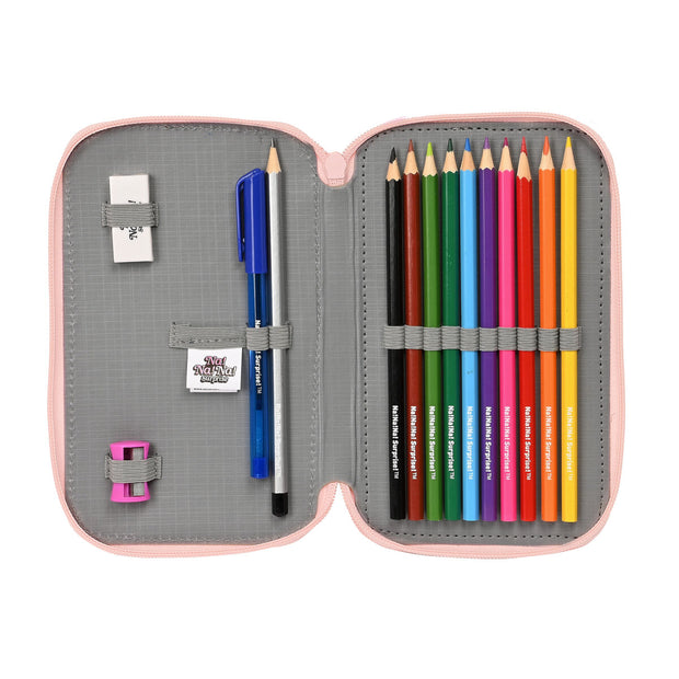 Double Pencil Case Na!Na!Na! Surprise Fabulous Pink 12.5 x 19.5 x 4 cm (28 Pieces)