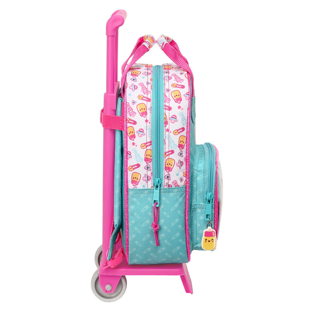 School Rucksack with Wheels The Bellies 20 x 28 x 8 cm Purple Turquoise White
