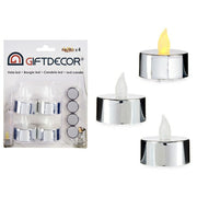 Candle Set 4 x 4 x 3,7 cm Silver (12 Units)