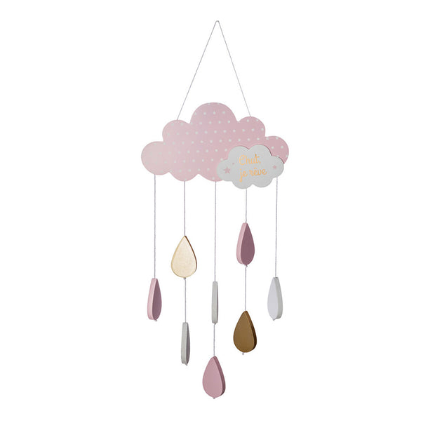 Cot Mobile Atmosphera Clouds Pink MDF Wood