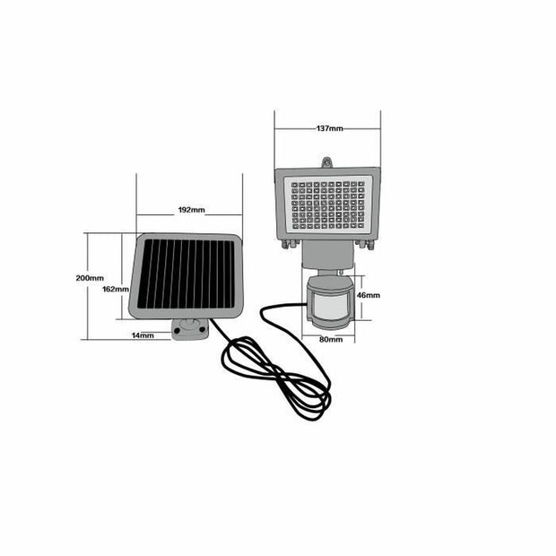 Solar-powered spotlight Galix Motion Detector Black Plastic 13,5 x 13,5 x 20 cm