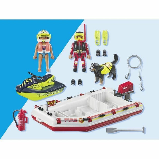 Playset Playmobil Action Heroes - Fireboat and Water Scooter 71464 52 Pieces