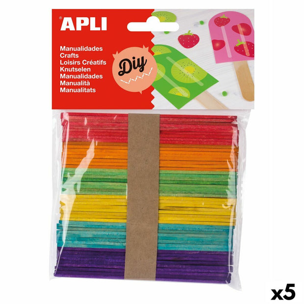 Materials for Handicrafts Apli Iced lolly stick Multicolour Wood (5 Units) (50 Units)