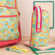 School Case Milan Frutikis Accessories 4 compartments Green Orange 22,5 x 11,5 x 11 cm