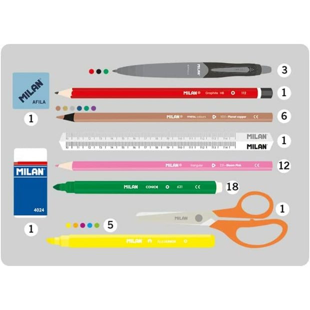 Triple Pencil Case Milan The Fun Multicolour 19,5 x 13 x 7,5 cm