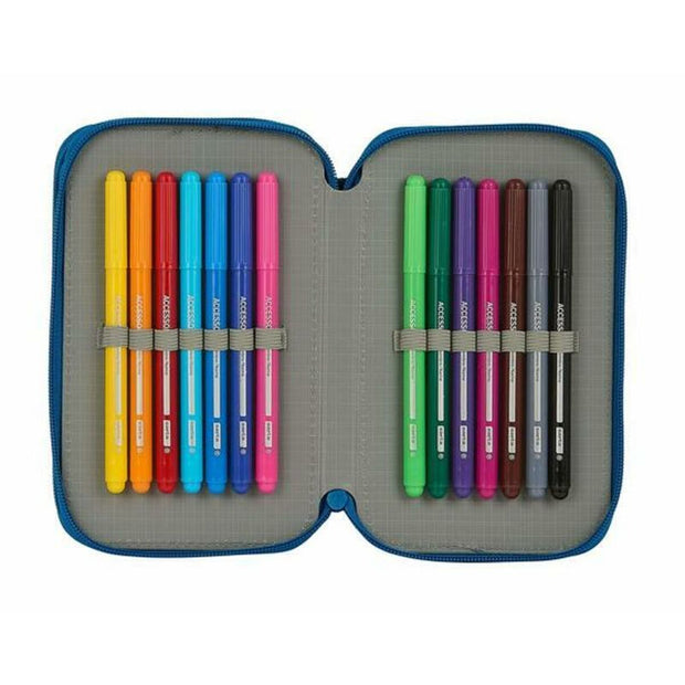 Double Pencil Case BlackFit8 M854 Dark blue 12.5 x 19.5 x 4 cm (28 Pieces)
