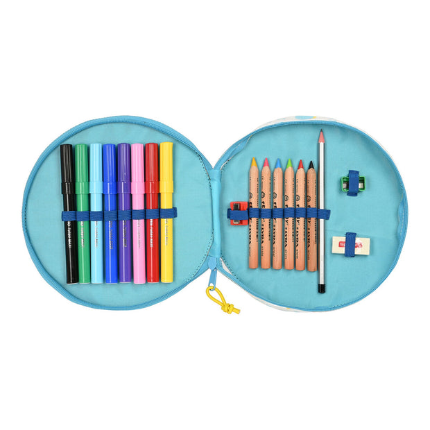 Pencil Case CoComelon Circular Blue White Multicolour (18 Pieces)