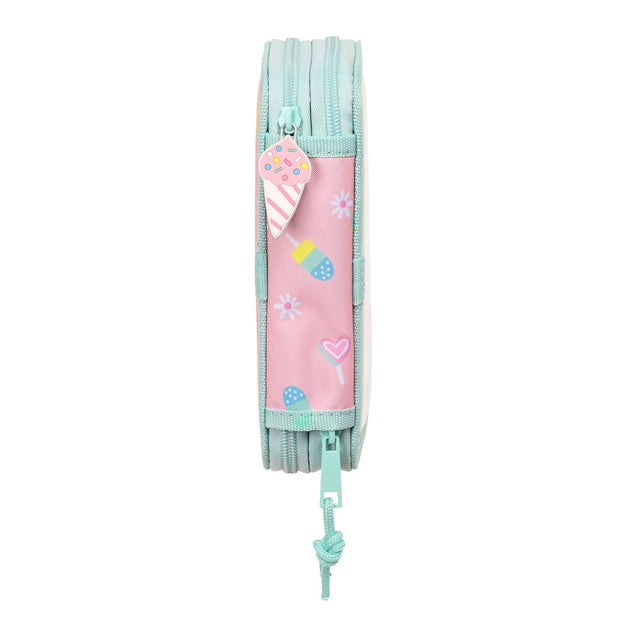 Double Pencil Case Peppa Pig Ice cream Pink Mint 12.5 x 19.5 x 4 cm (28 Pieces)