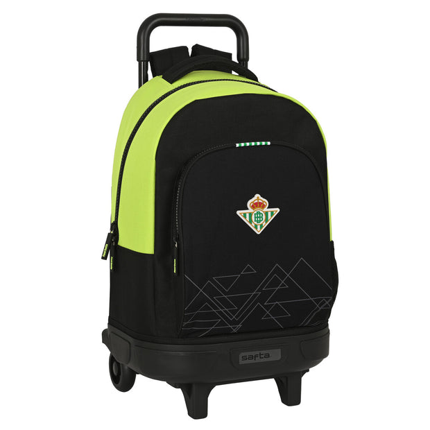 School Rucksack with Wheels Real Betis Balompié 33 x 45 x 22 cm Black Lime