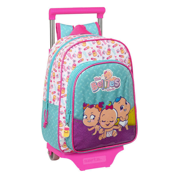 School Rucksack with Wheels The Bellies 26 x 34 x 11 cm Purple Turquoise White
