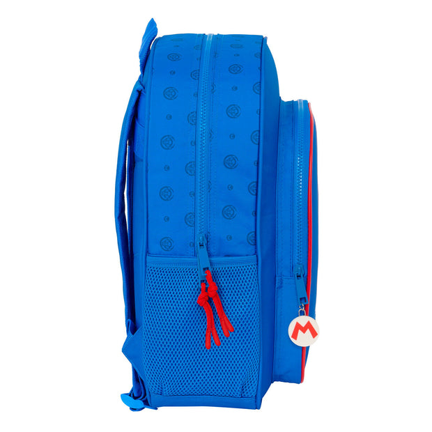 School Bag Super Mario Play Blue Red 32 X 38 X 12 cm