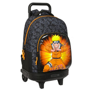 School Rucksack with Wheels Naruto Black Orange 33 X 45 X 22 cm