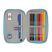 Double Pencil Case Stitch Blue 12.5 x 19.5 x 4 cm (28 Pieces)