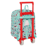 School Rucksack with Wheels Hello Kitty Sea lovers Turquoise 22 x 27 x 10 cm