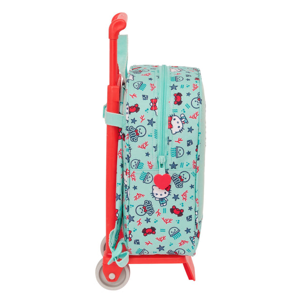 School Rucksack with Wheels Hello Kitty Sea lovers Turquoise 22 x 27 x 10 cm