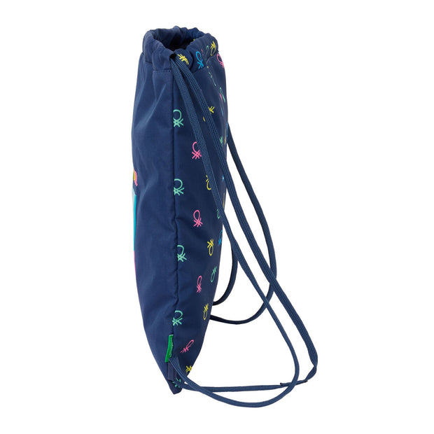 Backpack with Strings Benetton Cool Navy Blue 35 x 40 x 1 cm