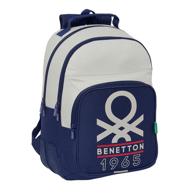 School Bag Benetton Varsity Grey Navy Blue 32 x 42 x 15 cm