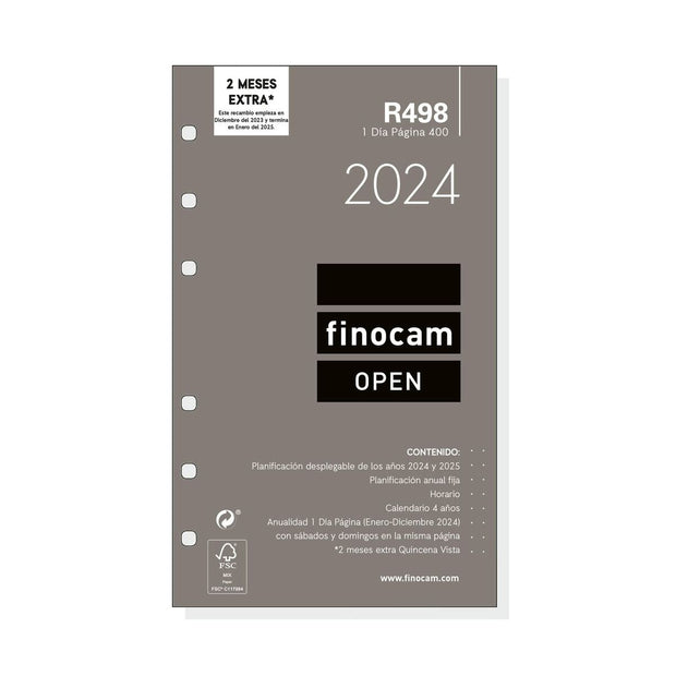 Diary Refill Finocam Open R498 2024 White 9,1 x 15,2 cm