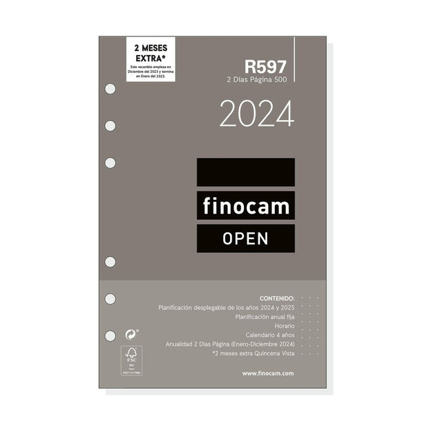 Diary Refill Finocam Open R597 2024 White 11,7 x 18,1 cm