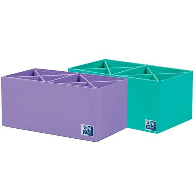 Set of Stackable Organising Boxes Oxford Cardboard 115 x 11 cm (4 Units) 2 Pieces