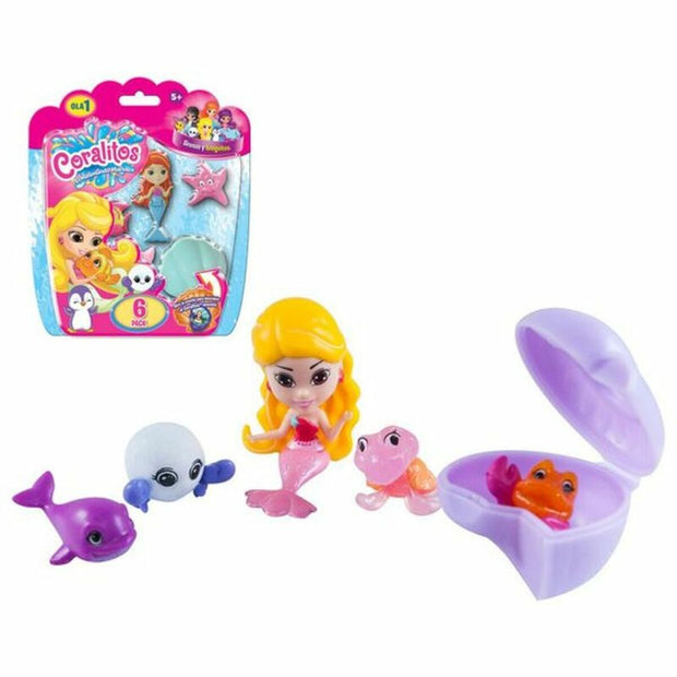 Set of Bath time Animals BL. CORALITOS-SIRENA Y ANIMALITOS PACK 6,17.8X15X3.8 BIZAK Bizak 3507580 (6 pcs) (6 Units)