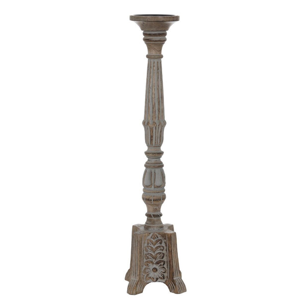 Candle Holder White Natural Iron Mango wood 19 x 19 x 68,5 cm