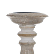 Candle Holder White Natural Iron Mango wood 14 x 14 x 38 cm