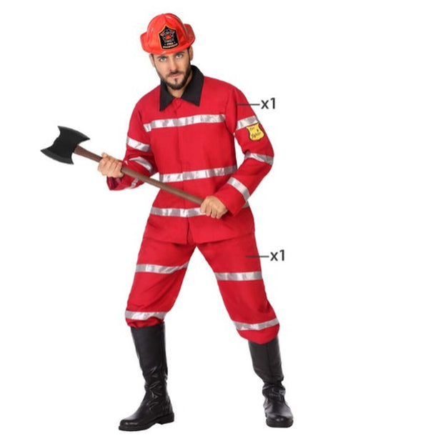 Costume for Adults Red Fireman (2 Pieces)
