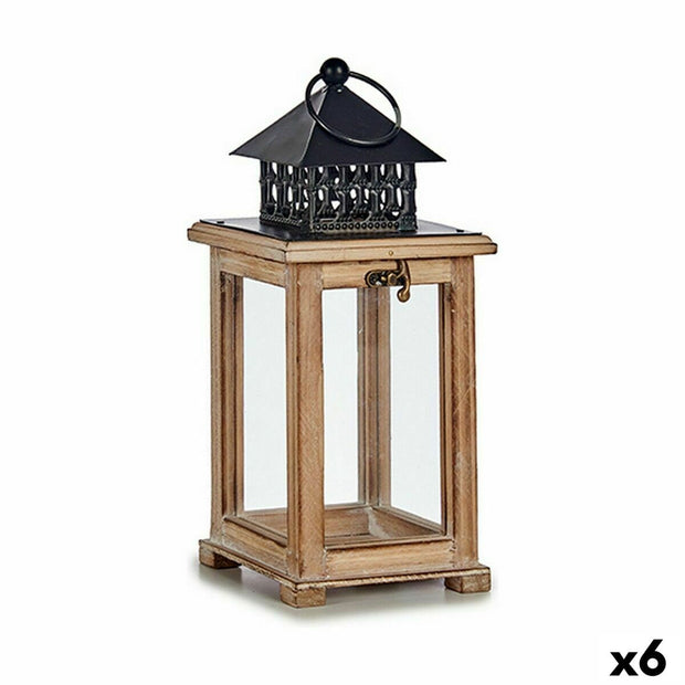 Lantern Brown Black Wood Metal 13 x 29 x 13 cm (6 Units)