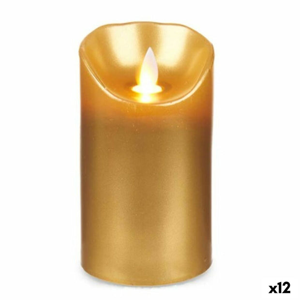 LED Candle Golden 8 x 8 x 15 cm (12 Units)