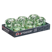Candleholder Microbeads Green Crystal 8,4 x 9 x 8,4 cm (12 Units)