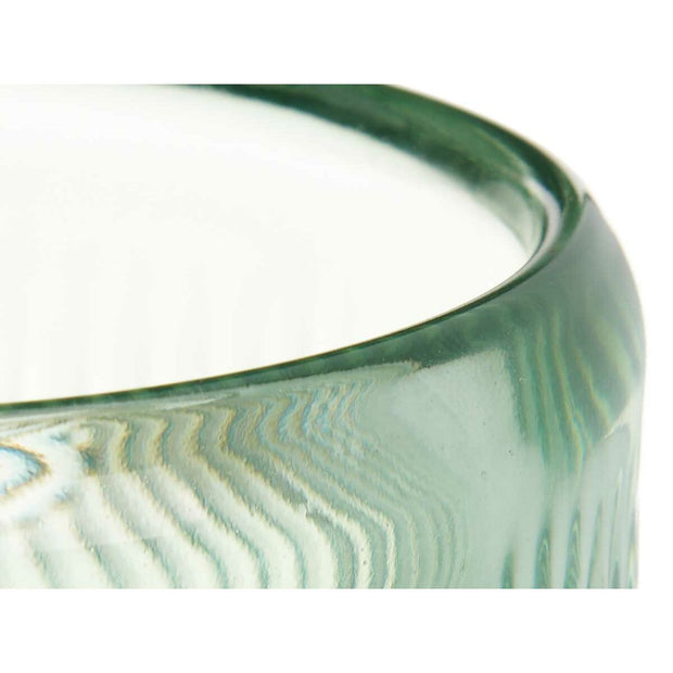 Candleholder Stripes Green Crystal 9 x 9,5 x 9 cm (12 Units)
