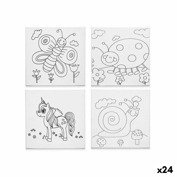 Canvas White Cloth 15 x 15 x 1,5 cm For painting animals (24 Units)