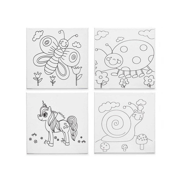 Canvas White Cloth 25 x 25 x 1,5 cm For painting animals (24 Units)
