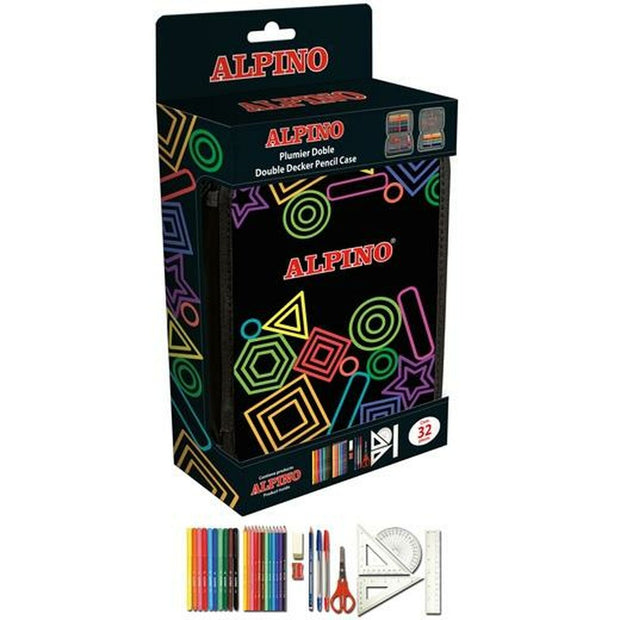 Double Pencil Case Alpino Multicolour (32 Pieces)