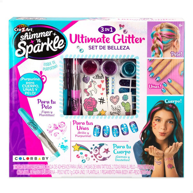 Beauty Kit Cra-Z-Art Children's Nails Hair Body Glitter 4 Units