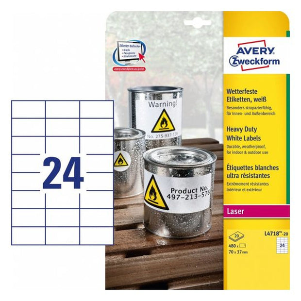 Adhesives/Labels Avery L4718-20 Polyester