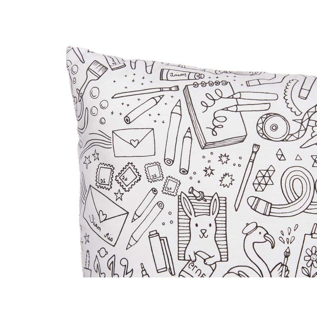 Cushion White Black Cloth 43 x 13 x 43 cm For painting (6 Units)